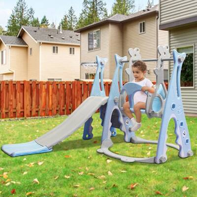 Toddler Slide and Swing Set 4-in-1 Baby Slide Set