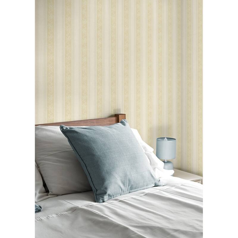 Seabrook Designs Donnington Floral Stripe Unpasted Wallpaper