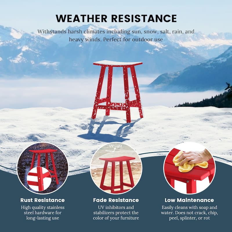 Laguna Hdpe All Weather Outdoor Patio 24" Saddle Seat Counter Stool (Set Of 2)