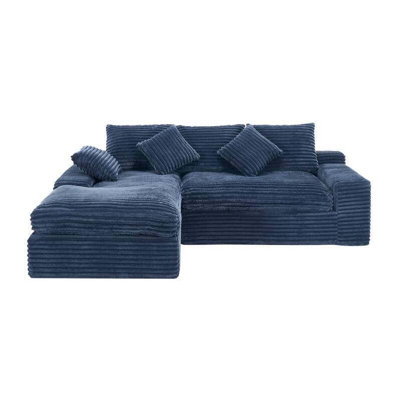 L-Shape Sectional Sofa with Chaise Lounge, Living Room Modular 4 Seat Sofa Sponge Compression Sleeper Sofa Couch