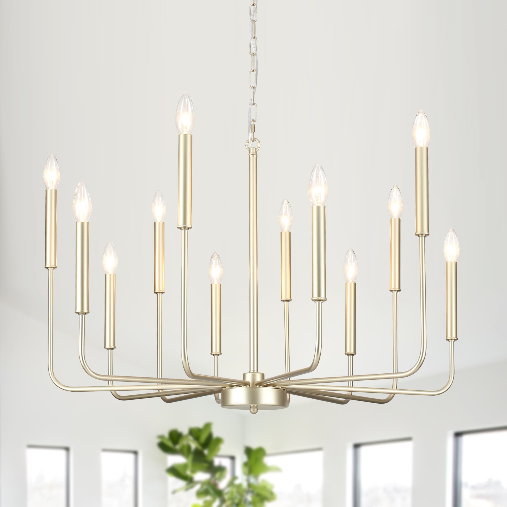 31.29" Wide Farmhouse Chandelier, 12-Light Classic Candle Chandelier for Dining Room Living Room Bedroom Kitchen