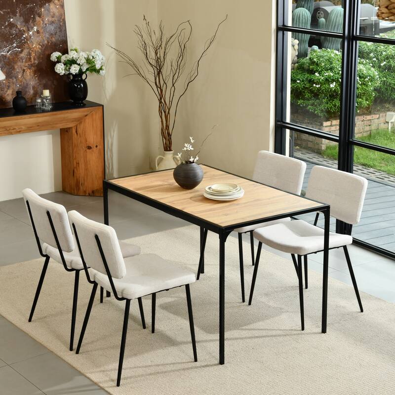 Homy Casa 47" Dining Table with Metal Frame, Seats 4