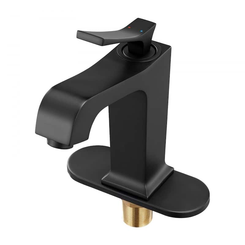 Black Stainless Steel Single Handle Sink Faucet with Drain - 6.89 x 2.17 x 10.24 inch