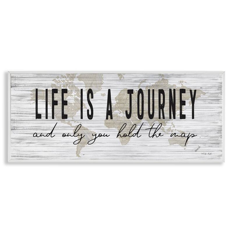 Stupell Life Is a Journey Rustic World Map Framed Wall Art, Design by Cindy Jacobs - Grey