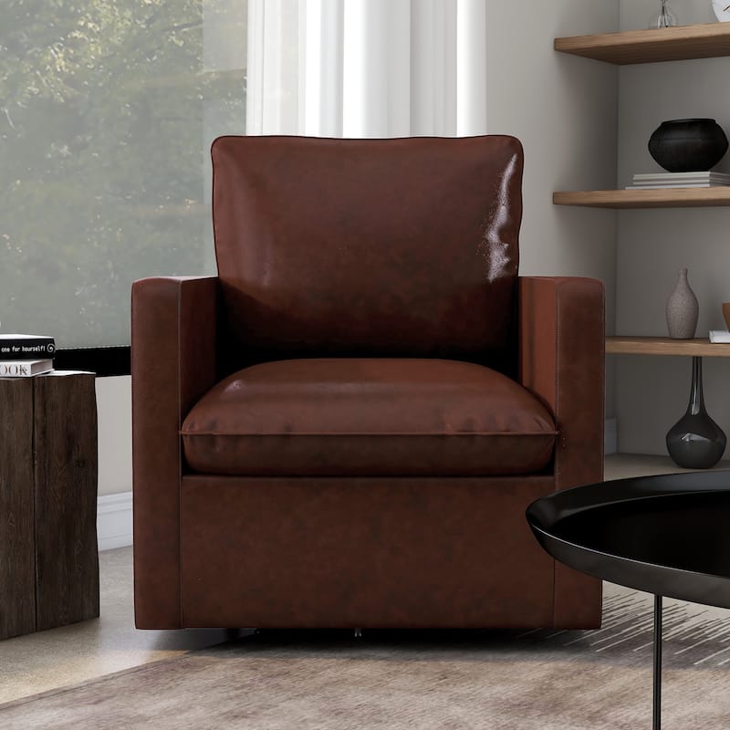 Mellory Transitional Faux Leather Upholstered Swivel Armchair by Furniture of America