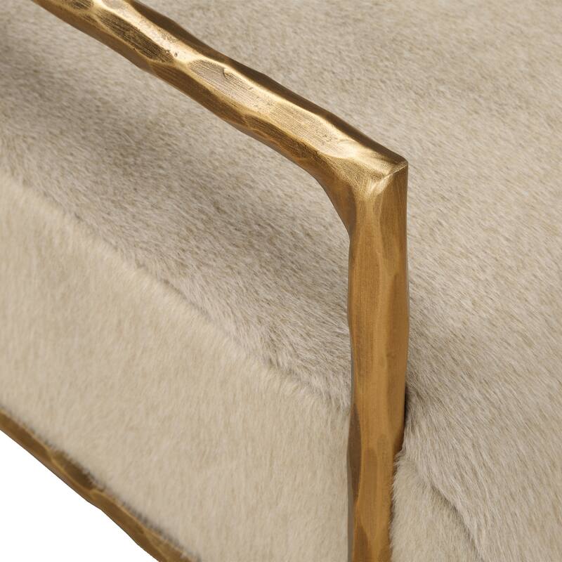 Solid Accent Chair with Armrest - 32" - Tan and Gold