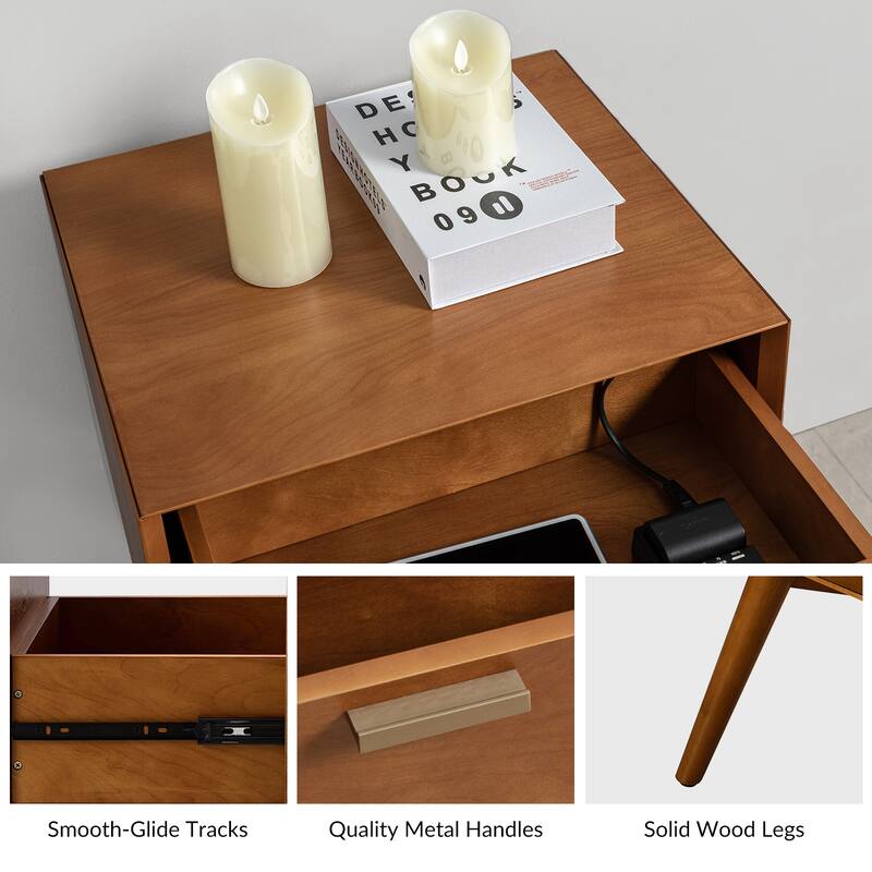 Isabel Mid-century 2- Drawer Wood Nightstand Sets of 2 by HULALA HOME