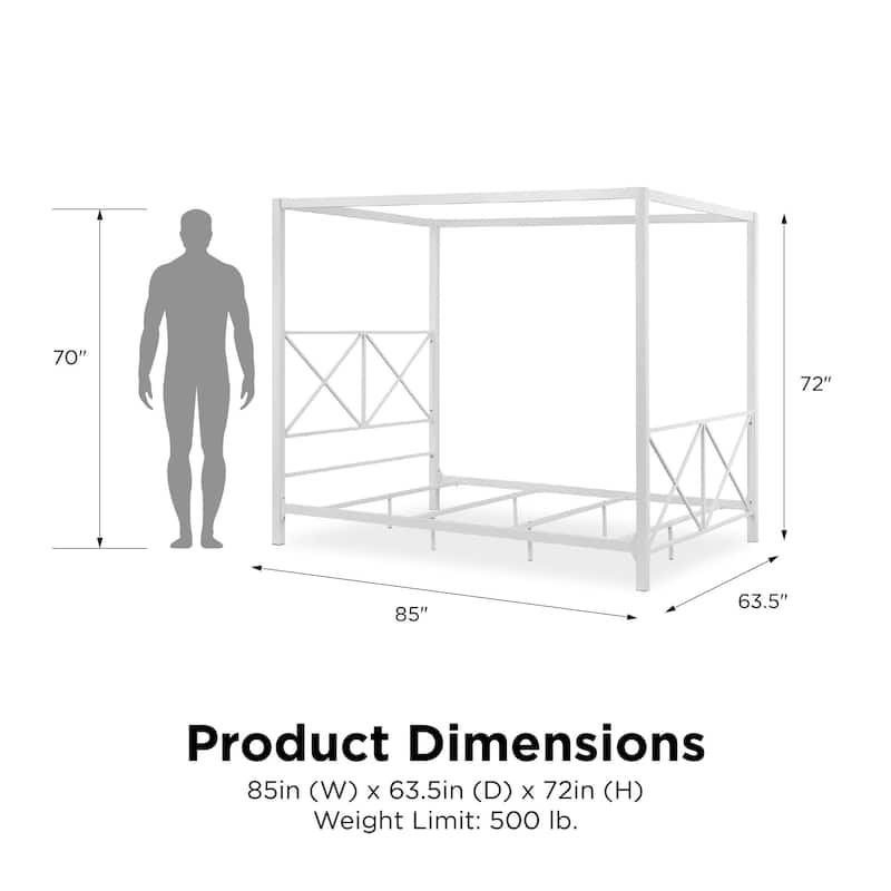 Avenue Greene Rosemarie Canopy Metal Bed, White