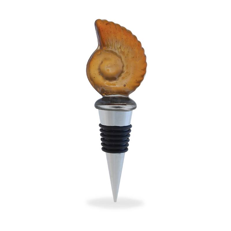 Cheers Nautilus Sea Shell Glass Wine Stopper - Vacuum Seal Reusable - 5 inches