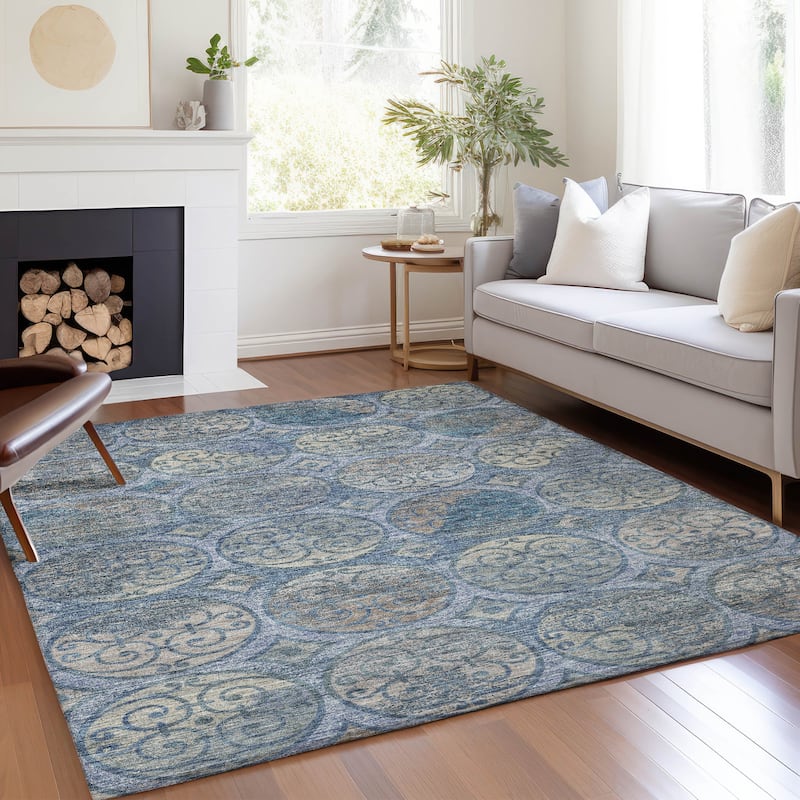 Machine Washable Indoor/ Outdoor Chantille Vintage Medallions Rug