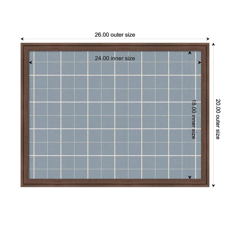 Kate and Laurel Framed Fabric Pinboard Light Blue Plaid Wall Organization