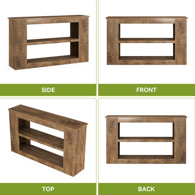 55-Inch Farmhouse Console Table, 3-tier Narrow Sofa Table with Storage - 11.81" D x 55.12" W x 31.5" H