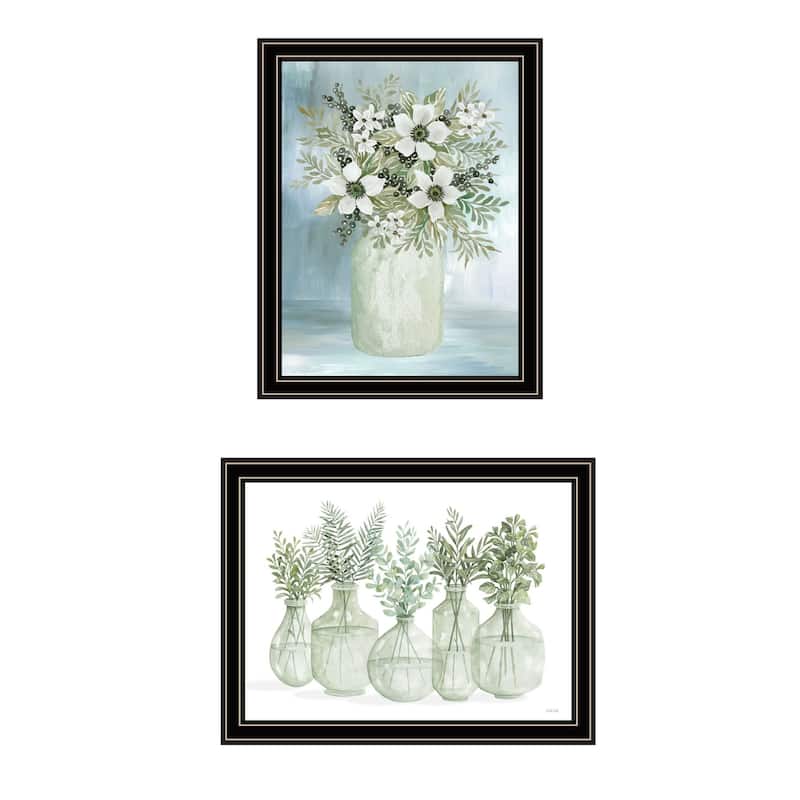 Trendy Decor 4U "Simply Sage 1" Printed Framed Wall Art by Cindy Jacobs - Black - 18 x 14