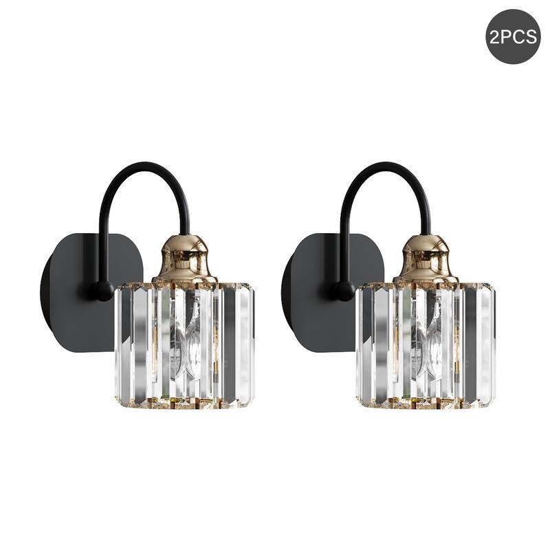 ExBrite Modern Rose Gold Dimmable Bathroom Crystal Vanity Lights - Black/Gold - 1-Light(2 Sets)