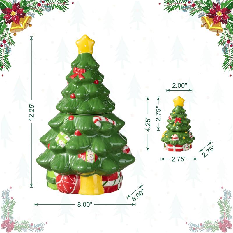 Glitzhome 3 Piece Dolomite Christmas Nutcracker or Tree Cookie Jar Set