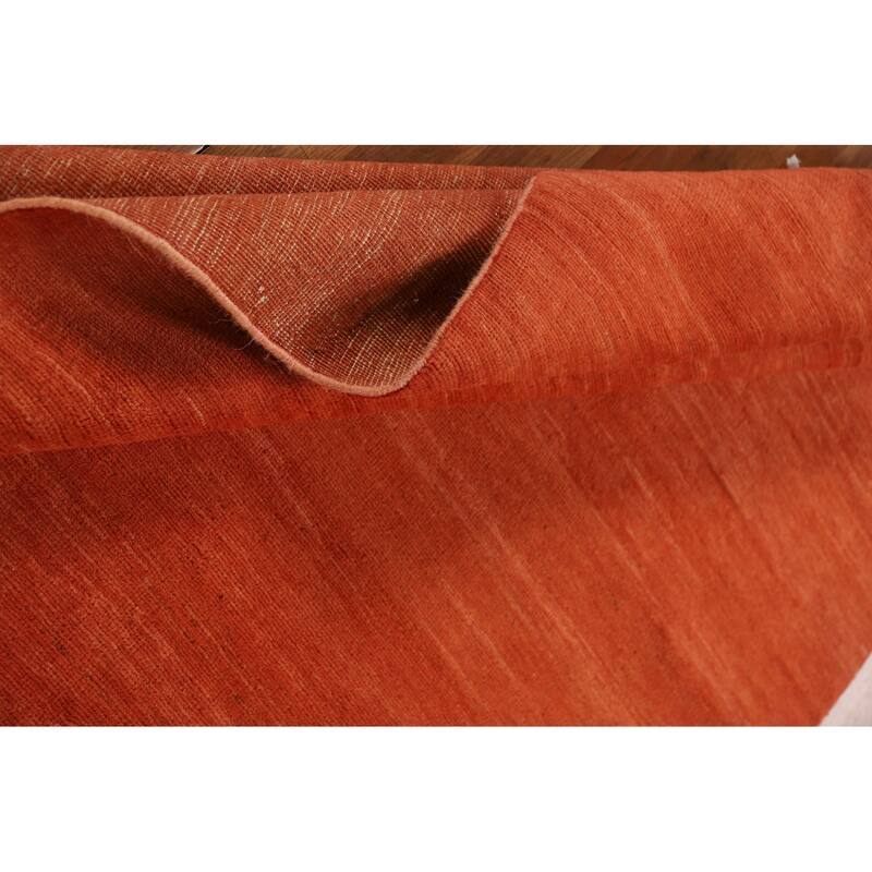 Orange Modern Gabbeh Oriental Area Rug Handmade Stripe Wool Carpet - 4'10" x 6'5"