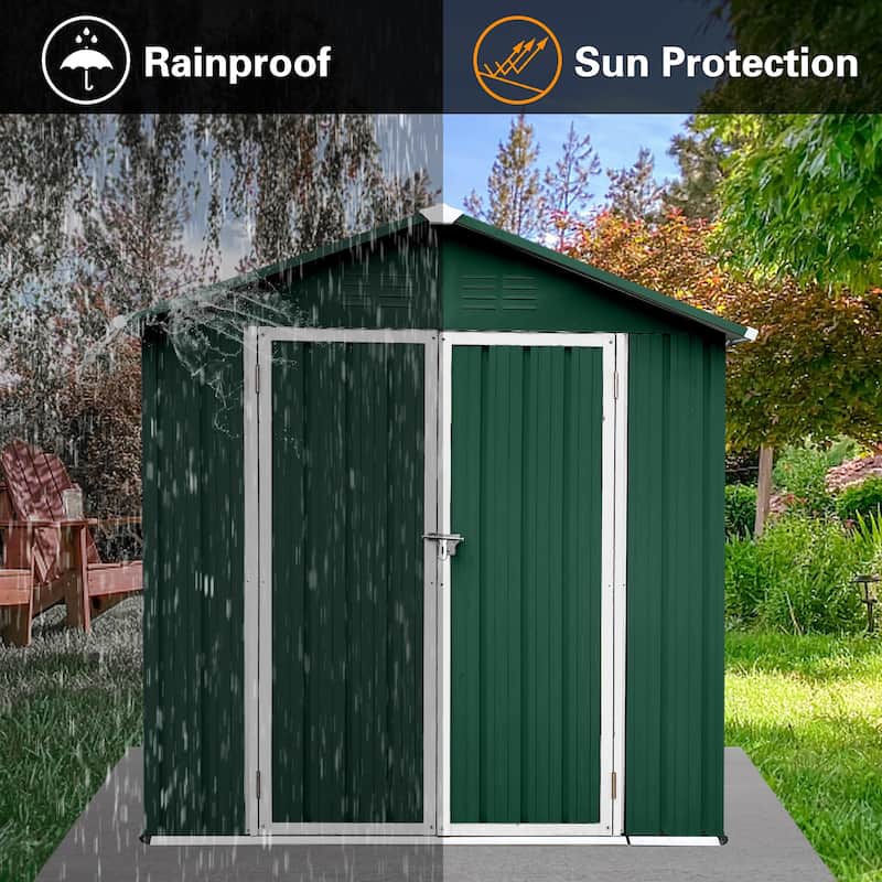 GDFStudio - Ethan Marshall Compact and Durable 4ft x 6ft Outdoor Storage Shed for Efficient Garden Organization