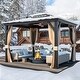 preview thumbnail 98 of 142, Outdoor Hardtop Gazebo Pergola w Galvanized Steel Roof and Aluminum Frame, Prime Curtains and nettings include