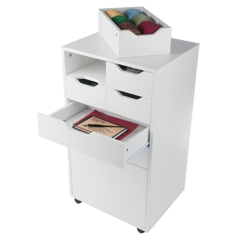Halifax Bins & Drawers Multi-Storage Tall Mobile Cabinet, White