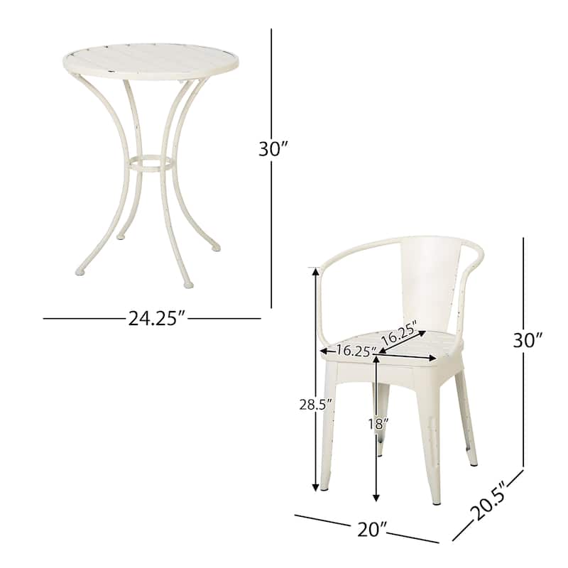 KOSSMAI 3-Piece Bistro Outdoor Dining Table Set Black