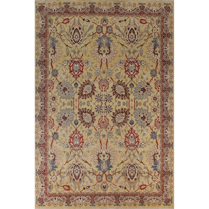 Vegetable Dye Ziegler Oriental Area Rug Hand-knotted Wool Carpet - 9'1"x 11'7"
