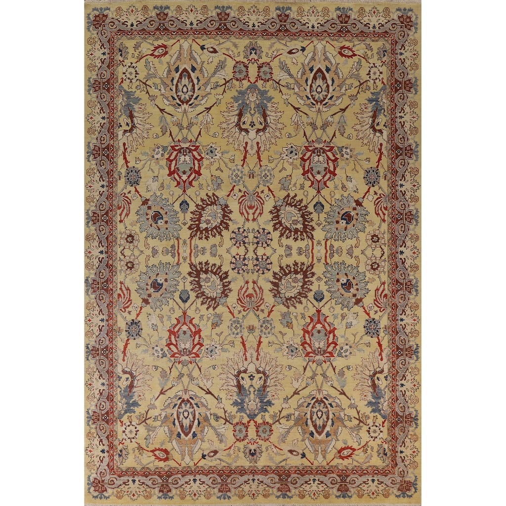 Vegetable Dye Ziegler Oriental Area Rug Hand-knotted Wool Carpet - 9'1"x 11'7"