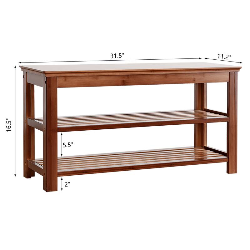 3-Tier Bamboo Shoe Rack Bench, Shoe Storage Organizer, Entryway Bench