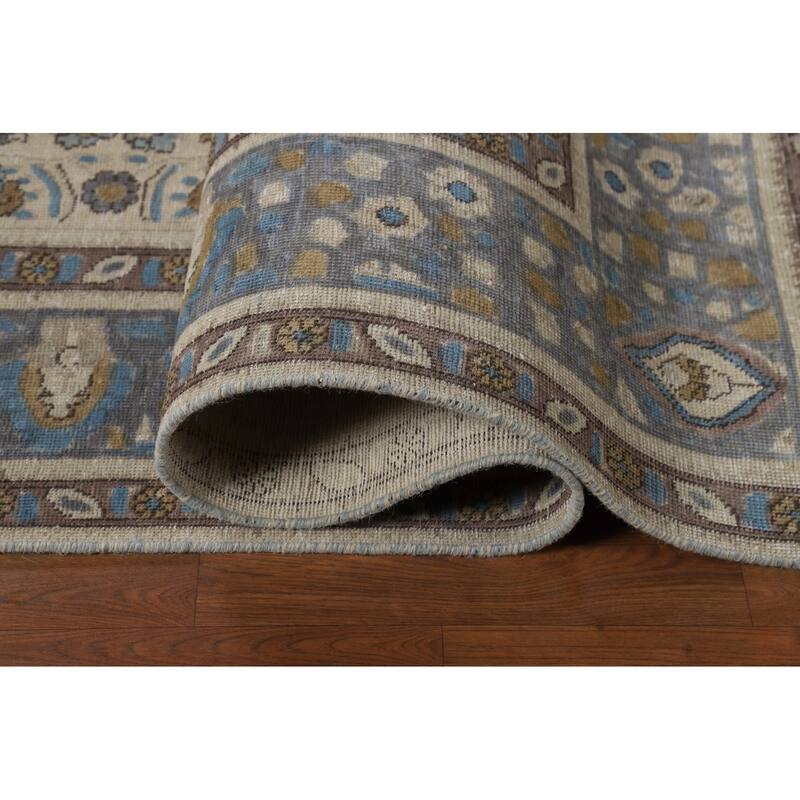 Tabriz Persian Area Rug Hand-Knotted Floral Beige Wool Carpet - 8'2"x 11'0"