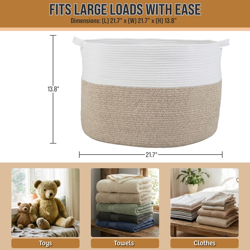 Extra-Large Basket - Cotton Rope Basket with Handles - Baskets for Organizing by Home-Complete