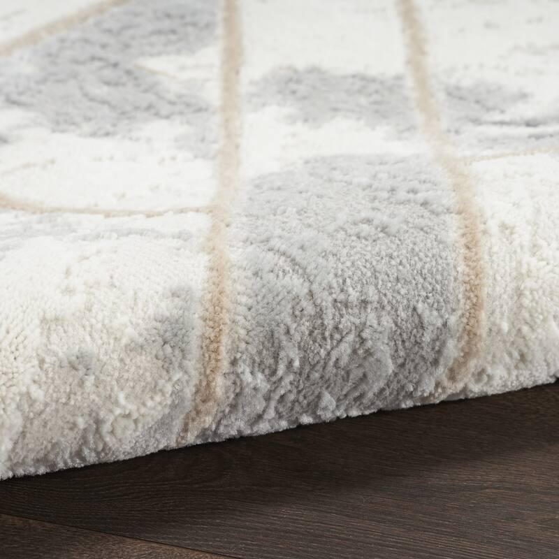 Buno Power Loomed Geometric Abstract Modern Non Skid Stain Resistant Area Rug By HomeRoots - 90' X '27' X '0.25