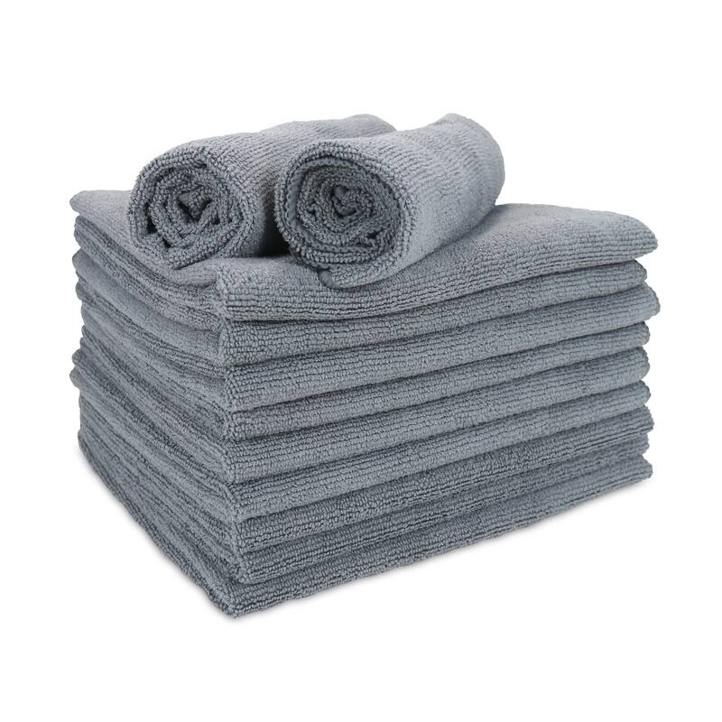 Arkwright Microfiber 12-Piece Hand Towels - 27x16 - Grey