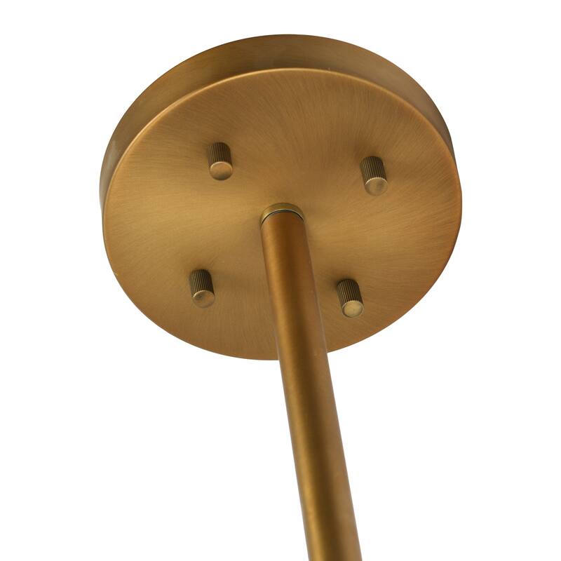 Mid Century Metal and Wood Ceiling Light with Linen Drum Shade - 17.7"L x 17.7"W x 36.0"H