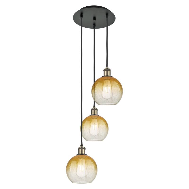Innovations Lighting Endless Possibilities Ballston - Brookhaven Globe - 3 Light 14" Cord Hung Multi Pendant - Black Antique Brass/Amber