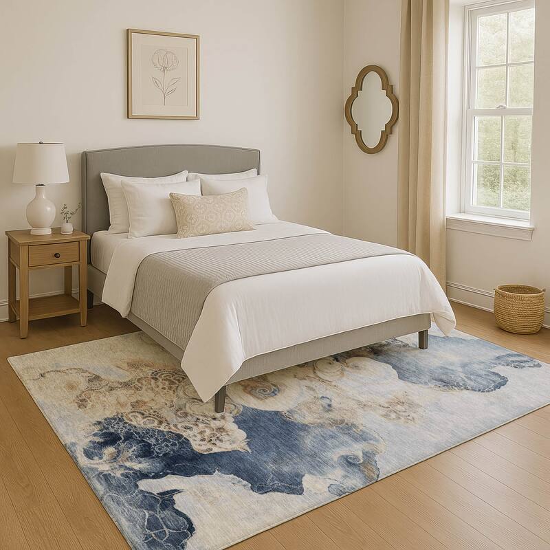 Premium Washable Super Soft Abstract Chic Mayfield Rug - Denim - 5' x 7'6"