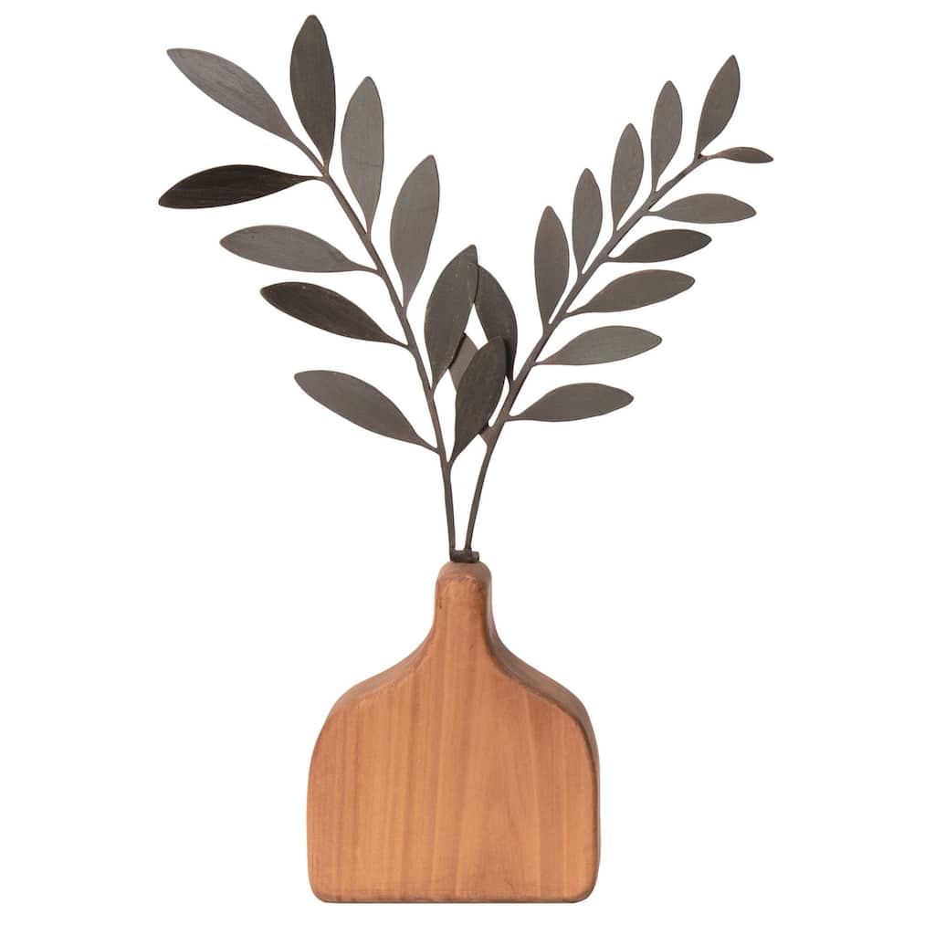 Transpac Wood 14" Multicolor Spring Faux Vase Decor