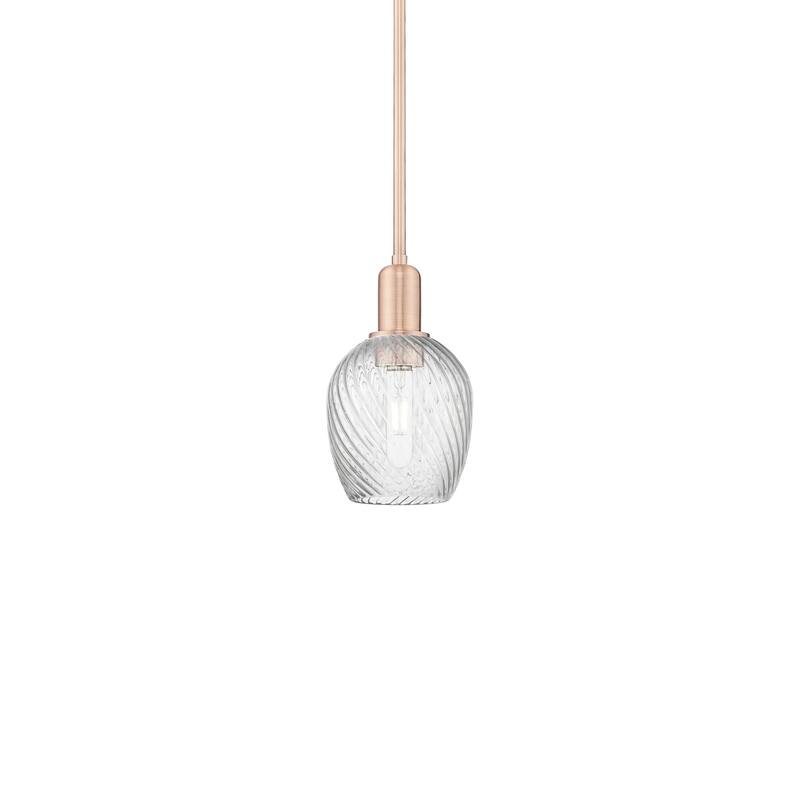 Innovations Lighting 716-1S-10-6 Salina Pendant Salina 6" Wide Mini - Antique Copper / Clear Spiral Fluted