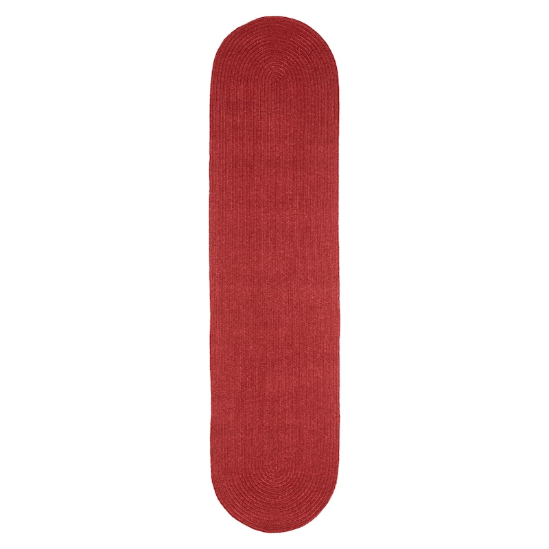Superior Braided Reversible Indoor/Outdoor Area Rug - 2' X 8' Oval Runner - Burgundy