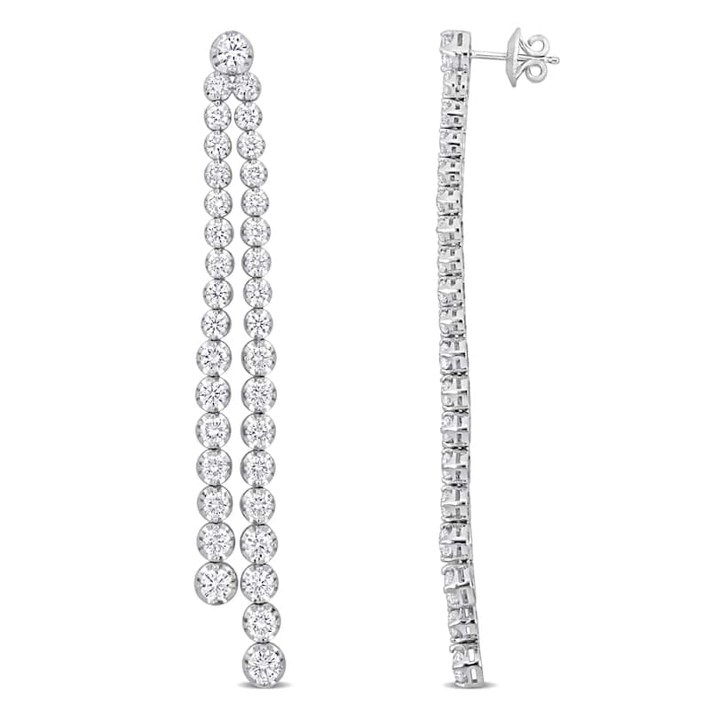 Miadora 8 1/4ct TDW Diamond Linear Drop Earrings in 14k White Gold