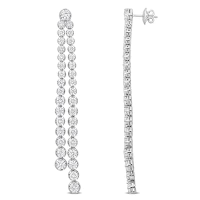 Miadora 8 1/4ct TDW Diamond Linear Drop Earrings in 14k White Gold