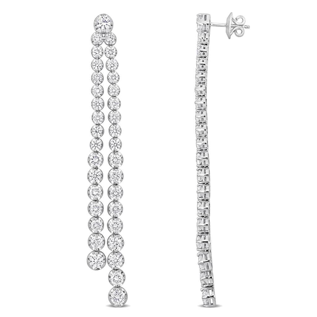 Miadora 8 1/4ct TDW Diamond Linear Drop Earrings in 14k White Gold