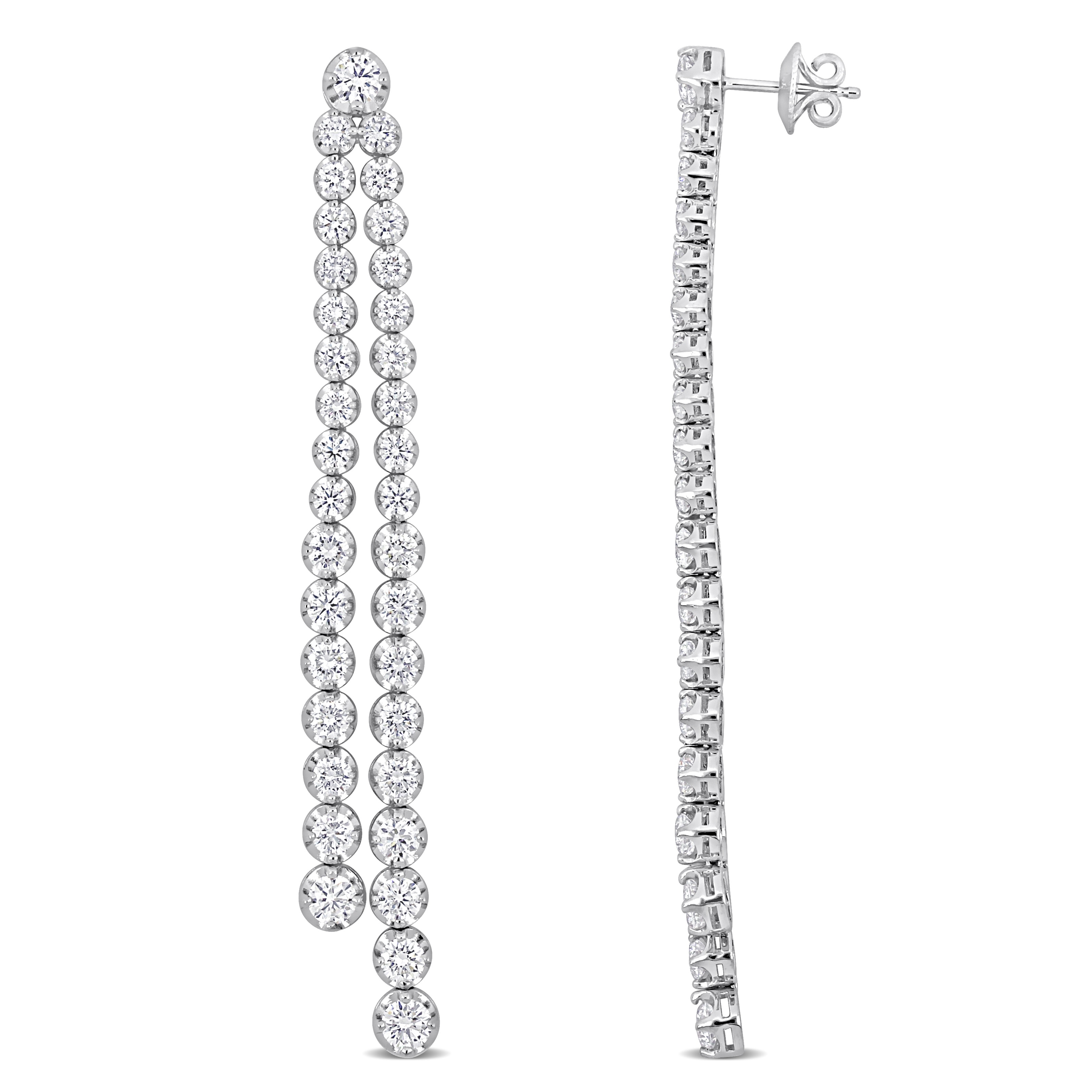 Miadora 8 1/4ct TDW Diamond Linear Drop Earrings in 14k White Gold