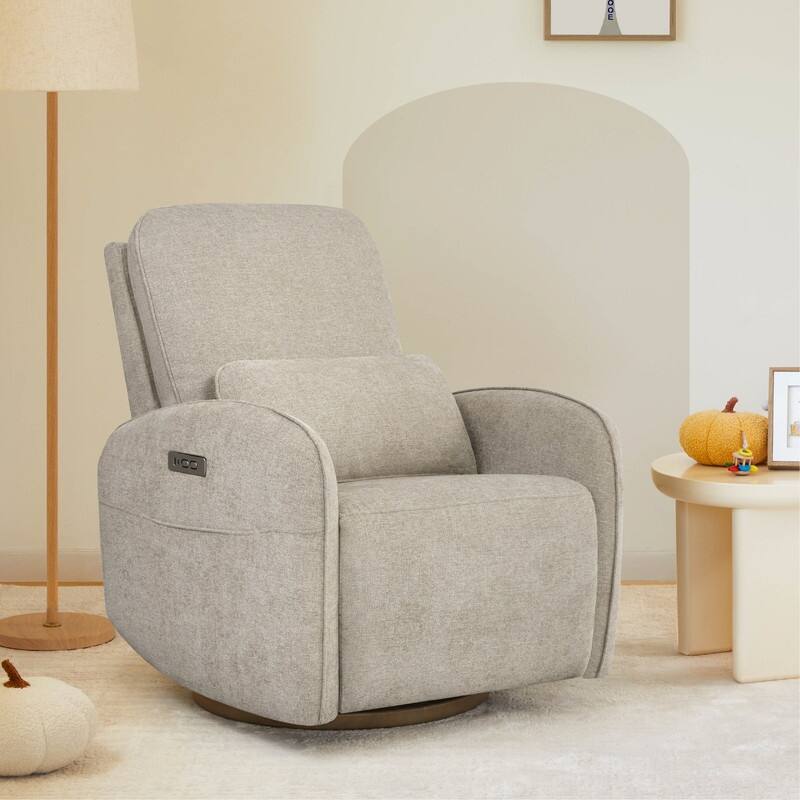 Spruce & Spring Power Swivel Recliner Chair Nursery Glider with Lumber Pillow