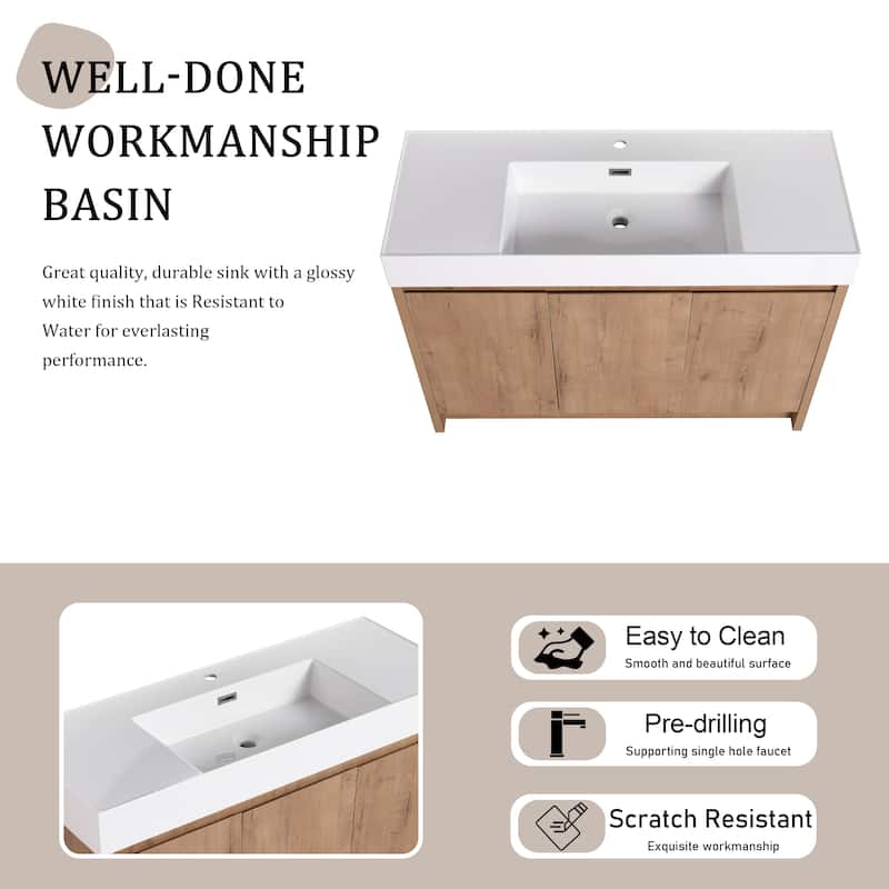 Beingnext 24"/30"/48"/60" Bathroom Vanity with Sink, Freestanding Bathroom Vanity with Soft Close Door and Shelf