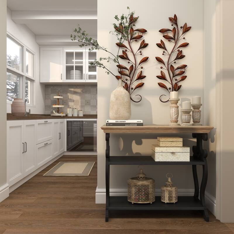 Metal Leaf Vine Home Wall Decor - Set of 2 Brown - Roche River Decor