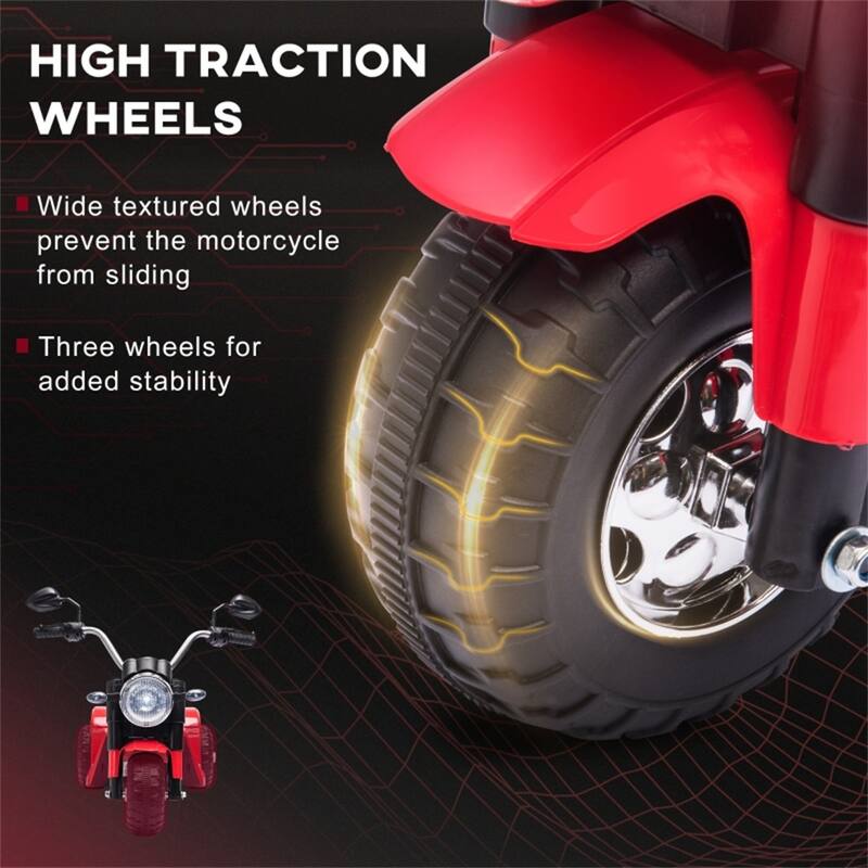 Red Kids Electric Motorcycle Ride-On with Rechargeable Battery and Working Headlights - 28.25"L x 22.5"W x 22"H