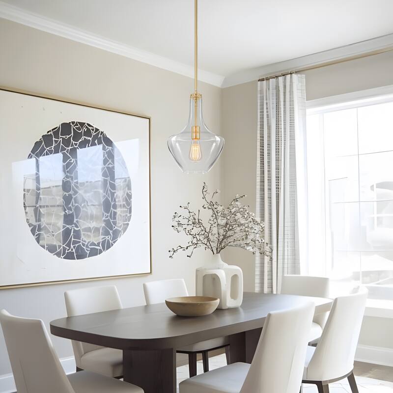 Starsky 1-light Modern Teardrop Pendant Light with Thick Clear Glass Shade