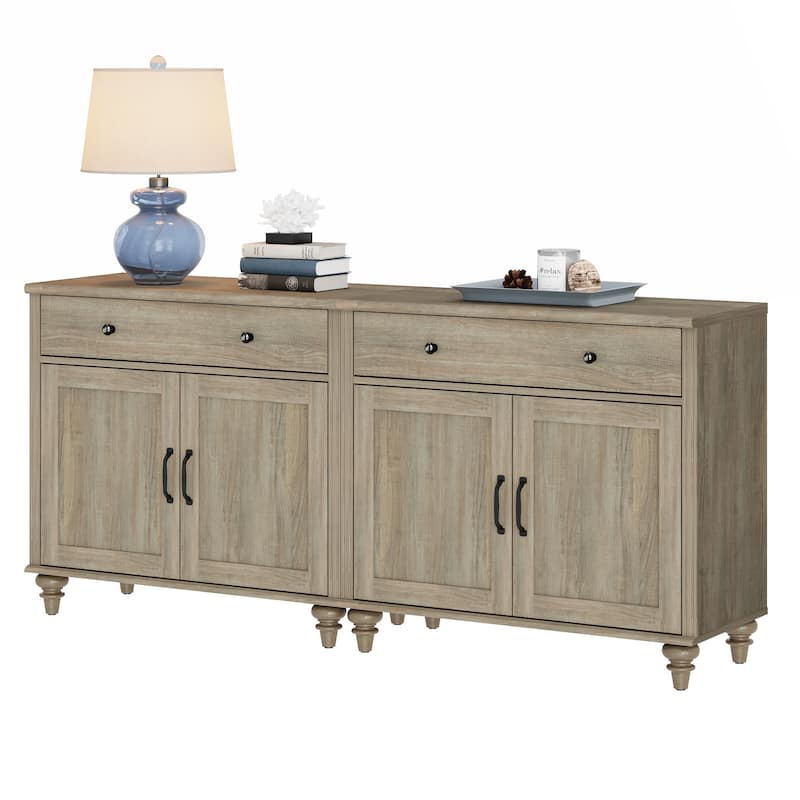 Farmhouse TV Stand for 75 inch TV, TV Console with Storage