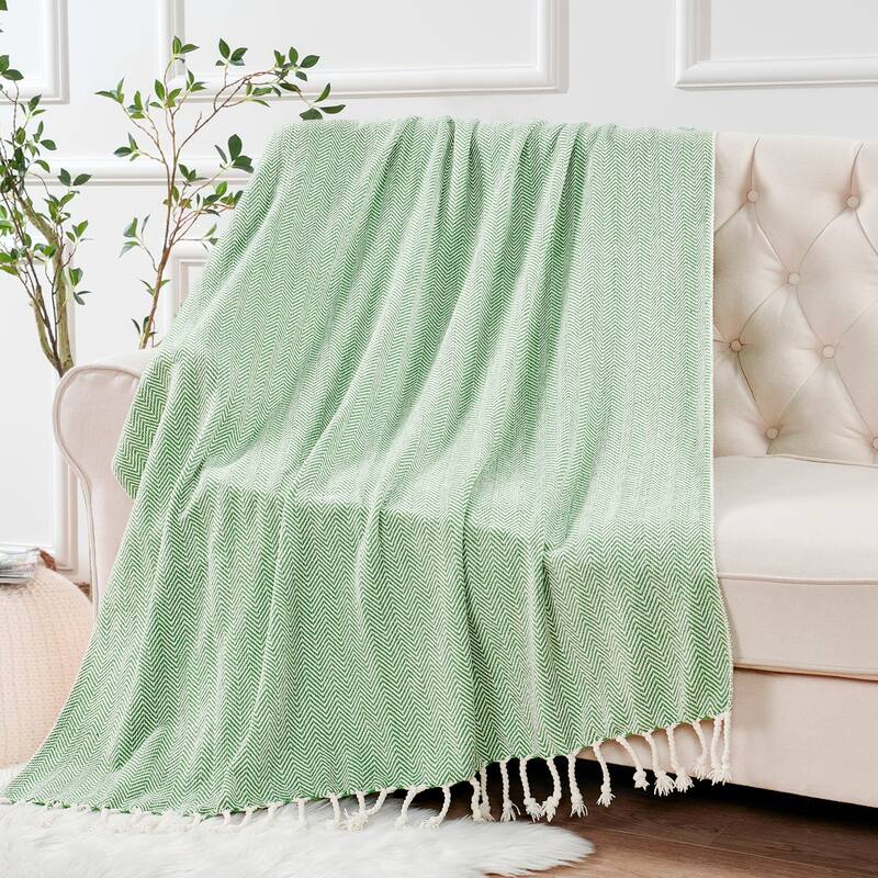 Extra Cozy Chevron Knit Throw Super Soft Knitted Blanket for Couch