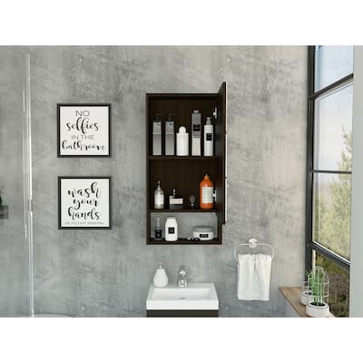 Medicine Cabinet, One External Shelf, Black Wengue Finish