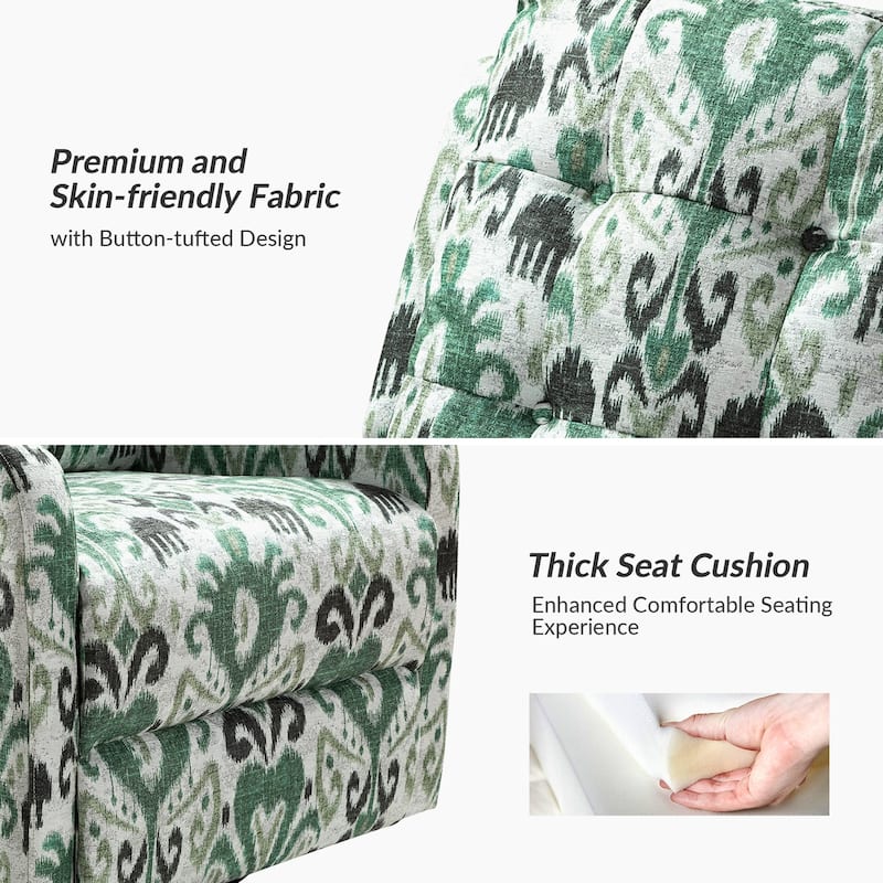 Arlette Floral Manual Swivel Recliner with Tufted Back Set of 2